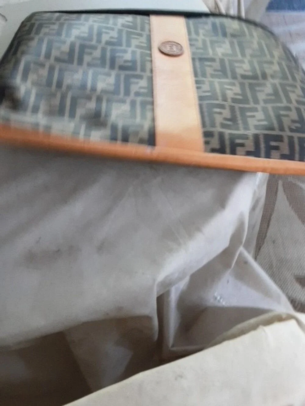 Fendi Tan & Brown Monogram Laptop Sleeve